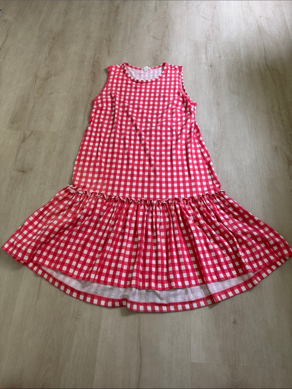 Crewcuts 100% Cotton Gingham Ruffle-Hem Sleeveless Dress
